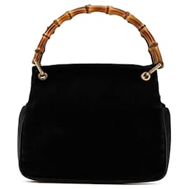 Gucci-Sac à main en daim noir Gucci avec bambou-Noir