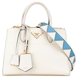 Prada-White Prada Saffiano City Greche Paradigme Bag Satchel-White