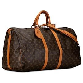 Louis Vuitton-Bolso de viaje Keepall Bandoulière 55 Monograma Louis Vuitton marrón-Castaño