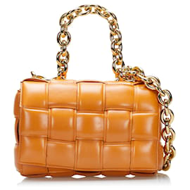 Bottega Veneta-Orange Bottega Veneta Padded Cassette Chain Satchel-Orange