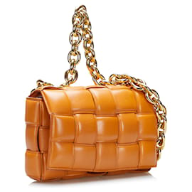 Bottega Veneta-Orange Bottega Veneta Padded Cassette Chain Satchel-Orange