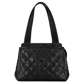 Chanel-Sac à main en caviar noir Chanel CC-Noir