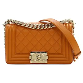 Chanel-Orange Chanel Small Caviar Boy Flap Crossbody Bag-Orange