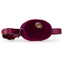 Gucci-Purple Gucci GG Marmont Matelasse Velvet Belt Bag-Purple