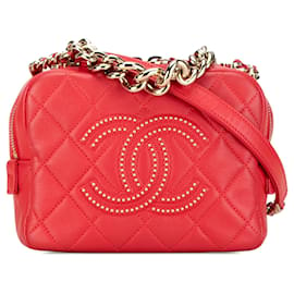 Chanel-Rote Chanel gesteppte Lammleder Beauty Begins Tasche-Rot