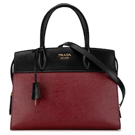 Prada-Red Prada Saffiano Lux Esplanade Tote Satchel-Red