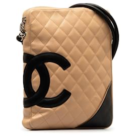 Chanel-Braune Chanel Lammleder Cambon Linie Umhängetasche-Braun