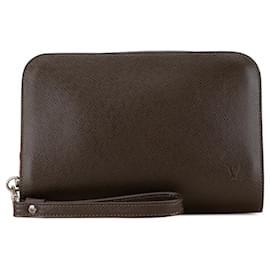 Louis Vuitton-Brown Louis Vuitton Taiga Pochette Baikal Clutch Bag-Brown