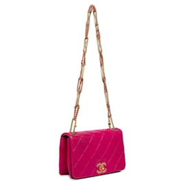 Chanel-Pink Chanel Schultertasche aus gestepptem Lammleder On And On-Pink