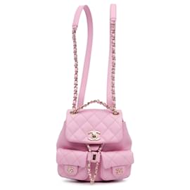 Chanel-Rosa Chanel kleine Rucksack aus gestepptem Kaviar mit Duma-Taschen-Pink