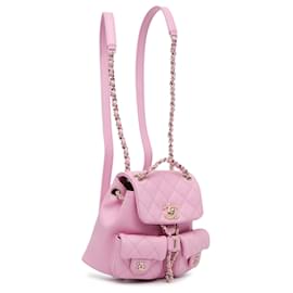 Chanel-Rosa Chanel kleine Rucksack aus gestepptem Kaviar mit Duma-Taschen-Pink