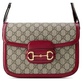 Gucci-Brown Gucci Small GG Supreme Horsebit 1955 Crossbody-Brown