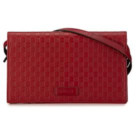 Gucci-Red Gucci Microguccissima Wallet on Strap Crossbody Bag-Red