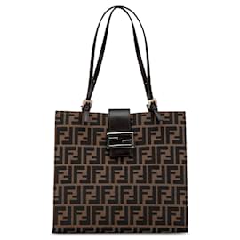 Fendi-Brown Fendi Zucca Canvas Tote-Brown