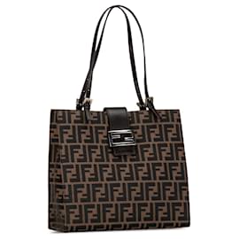 Fendi-Brown Fendi Zucca Canvas Tote-Brown