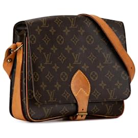 Louis Vuitton-Brown Louis Vuitton Monogram Cartouchiere GM Crossbody Bag-Brown