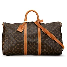 Louis Vuitton-Bolso de viaje Keepall Bandoulière 55 Monograma Louis Vuitton marrón-Castaño