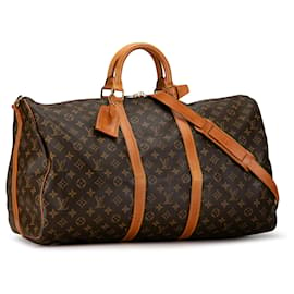 Louis Vuitton-Bolso de viaje Keepall Bandoulière 55 Monograma Louis Vuitton marrón-Castaño