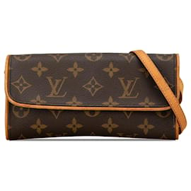 Louis Vuitton-Bolso cruzado Pochette Twin PM Monograma Louis Vuitton marrón-Castaño