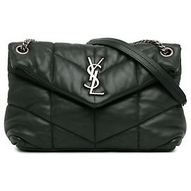 Borsa a spalla LouLou Puffer Small Saint Laurent verde Verde