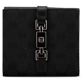 Black Gucci GG Canvas Jackie Wallet Black