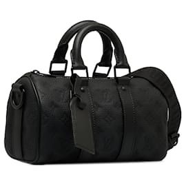 Louis Vuitton-Bolsa de ombro Keepall Bandoulière 25 em Monogram Taurillon preto da Louis Vuitton-Preto