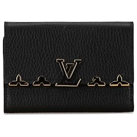 Louis Vuitton-Carteira compacta Capucines em taurillon preto Louis Vuitton-Preto