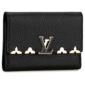 Louis Vuitton-Carteira compacta Capucines em taurillon preto Louis Vuitton-Preto