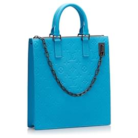 Louis Vuitton-Bolsa Sac Plat em Taurillon Monograma Azul Louis Vuitton-Azul