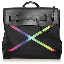 Louis Vuitton-Bolsa Steamer PM em Taiga Rainbow preta da Louis Vuitton-Preto