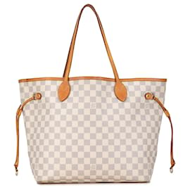 Louis Vuitton-Bolsa tote Neverfull MM Damier Azur Louis Vuitton branca-Branco