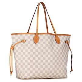 Louis Vuitton-Bolsa tote Neverfull MM Damier Azur Louis Vuitton branca-Branco