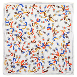 Louis Vuitton-White & Multicolor Louis Vuitton Paint Tube Print Silk Scarf-White