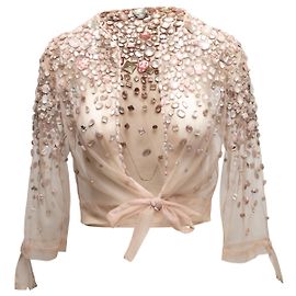 Staubige Rose Carolina Herrera Mesh-Jacke mit Strass-Größe US 4 Pink
