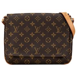 Louis Vuitton-Bolso de hombro Musette Tango de cor marrón con correa corta de monograma Louis Vuitton-Castaño