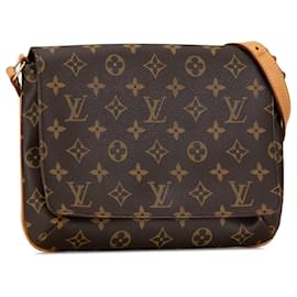 Louis Vuitton-Bolso de hombro Musette Tango de cor marrón con correa corta de monograma Louis Vuitton-Castaño