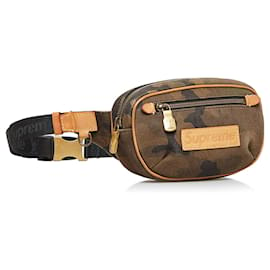 Louis Vuitton-Bolsa de cintura PM camuflada Louis Vuitton x Supreme marrom-Marrom