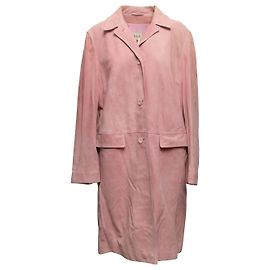 Louis Féraud Light Pink Louis Feraud Long Suede Coat Size FR 44 Pink