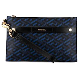 Blaue Versace La Greca Clutch Blau