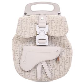 Mochila Saddle Mini Oblique em canvas branco da Dior Branco