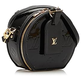 Louis Vuitton-Sac à bandoulière souple Mini Boite Chapeau Vernis Louis Vuitton noir-Noir