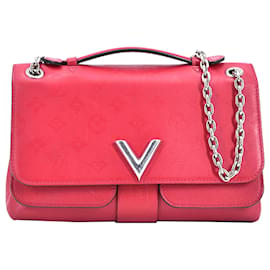 Louis Vuitton-Bolso de mano Very Chain de cuero monograma Louis Vuitton rojo Ecume-Roja