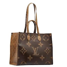 Louis Vuitton-Bolsa GM OnTheGo gigante Monogram reverso Louis Vuitton marrom-Marrom