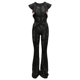 Black Herve Leger Knit Cap Sleeve Jumpsuit Size US S Black