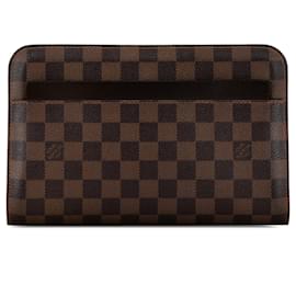 Louis Vuitton-Bolso Clutch Pochette Saint Louis Damier Ebene Louis Vuitton Marrón-Castaño