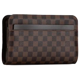 Louis Vuitton-Bolso Clutch Pochette Saint Louis Damier Ebene Louis Vuitton Marrón-Castaño