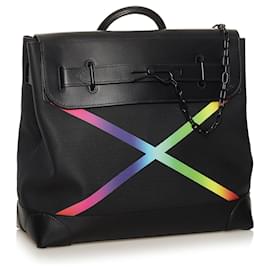 Louis Vuitton-Bolsa Steamer PM em Taiga Rainbow preta da Louis Vuitton-Preto