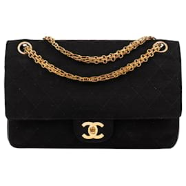 Chanel-Borsa a doppio flap media in oro 24K Chanel-Nero