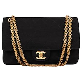 Chanel-Borsa a doppio flap media in oro 24K Chanel-Nero