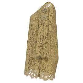 Dolce & Gabbana-Dolce & Gabbana Corded Lace Tunic in Yellow Cotton-Yellow,Camel